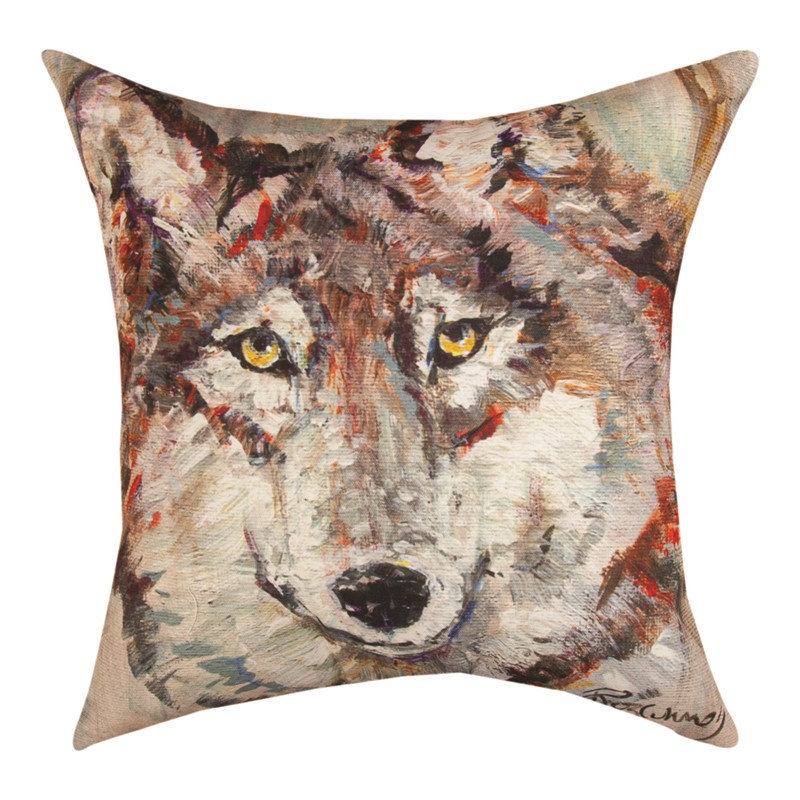 Coussin décoratif résistant aux intempéries Wolf Head Climaweave de Manual Woodworkers & Weavers, pour intérieur et extérieur, 45,7 x 45,7 cm.