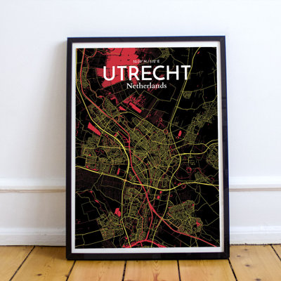 Utrecht City Map - No Frame Print