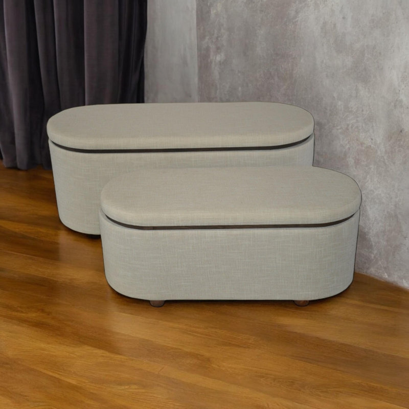 Britanie 110cm Wide Oval Solid Colour Standard Ottoman with Storage