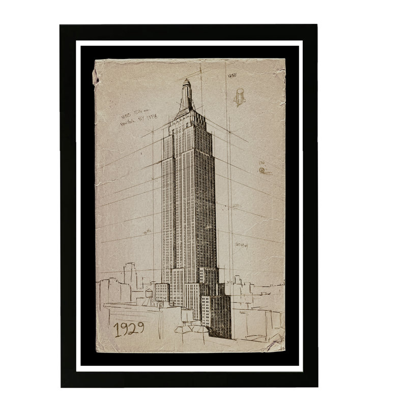" Empire State Building 1929 " by Oliver Gal, White Framed, 19" H x 13" W x 0.5" D