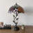 Haydee Tiffany Table Lamp Red Orange Stained Glass Rose Flowers Iron Metal Leaves LED Bulbs 14"W*14"D*24"H-843129005