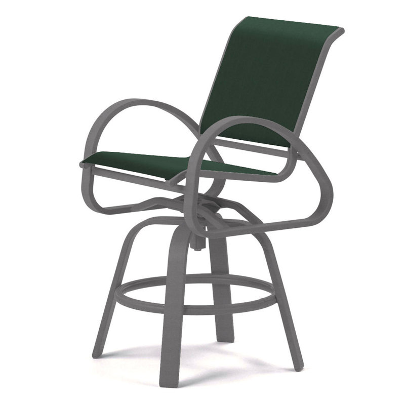 Tabouret de bar Holna, Vert forêt 22D Sunbrella® vert, Désert texturé