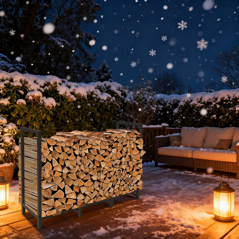 Support à bois de chauffage robuste et réglable avec 8 pieds de support pour le rangement extérieur et intérieur en bois, support de bûches surélevé pour une meilleure circulation de l'air