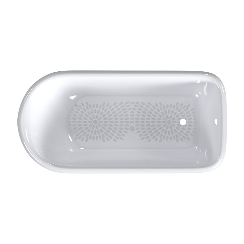 61'' L Freestanding Soaking Bathtub, Polished Brass, White Interior with White Exterior