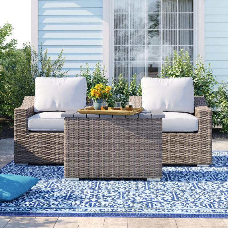 Dayse Wicker Fully Assembled 2 - Person Seating Group with Cushions, Mixed Gray
