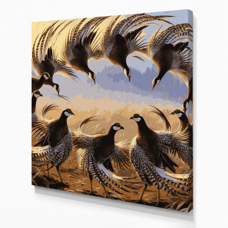 Oiseau gris sur toile, H 12 po x l 12 po