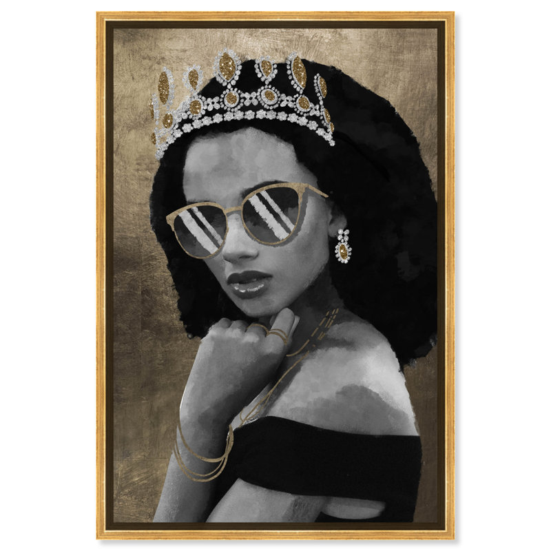 Princesse dorée - peinture sur toile, H 24 po x l 16 po, Toile encadrée d'or