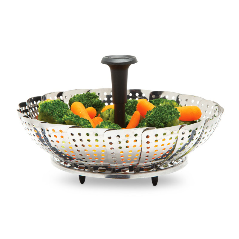 Stainless Steel Foldable Vegetable Steamer with Silicone Feet