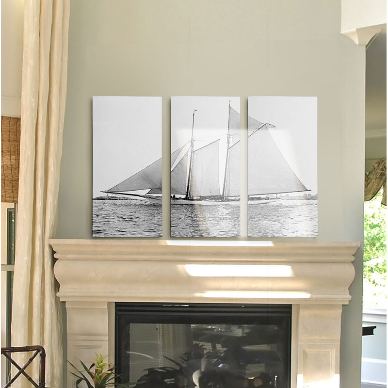 Voilier Yacht VII - 3 pièces, reproduction de photo sur toile, H 24 po x l 36 po x 1,5 po