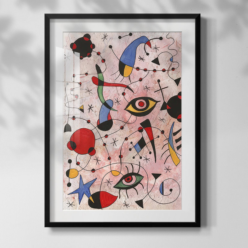 Miro Memoirs II, reproduction encadrée, Papier avec cadre noir, Blanc
