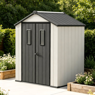 6 ft. x 4 ft. Resin Outdoor Storage Shed with Lockable Door and Floor