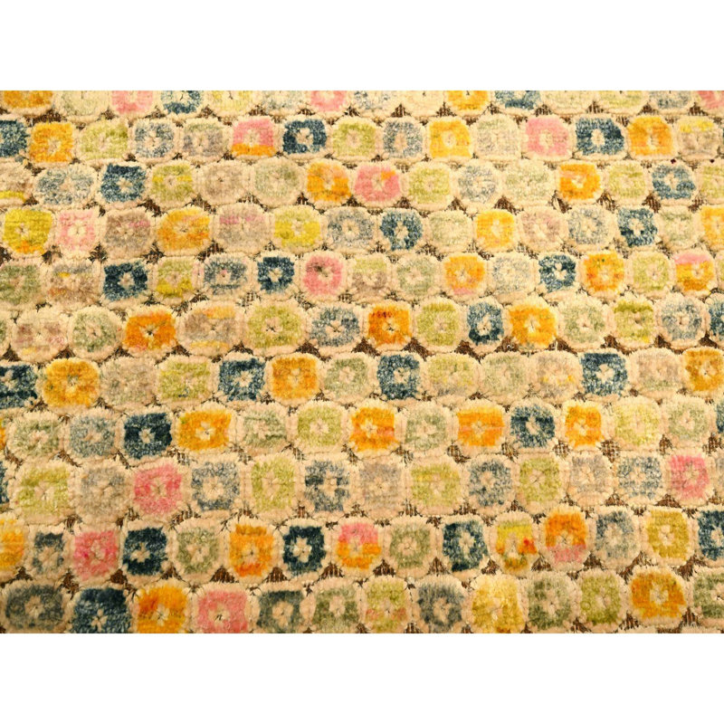 Tapis oriental noué à la main en soie jaune doré 9 pi x 12 pi 2 po 61490D3435EF4793AF9FA5DE78B254CB