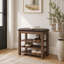 Banc à chaussures en bois réglable en hauteur avec rangement dissimulé et siège confortable en cuir PU, idéal pour les petits appartements