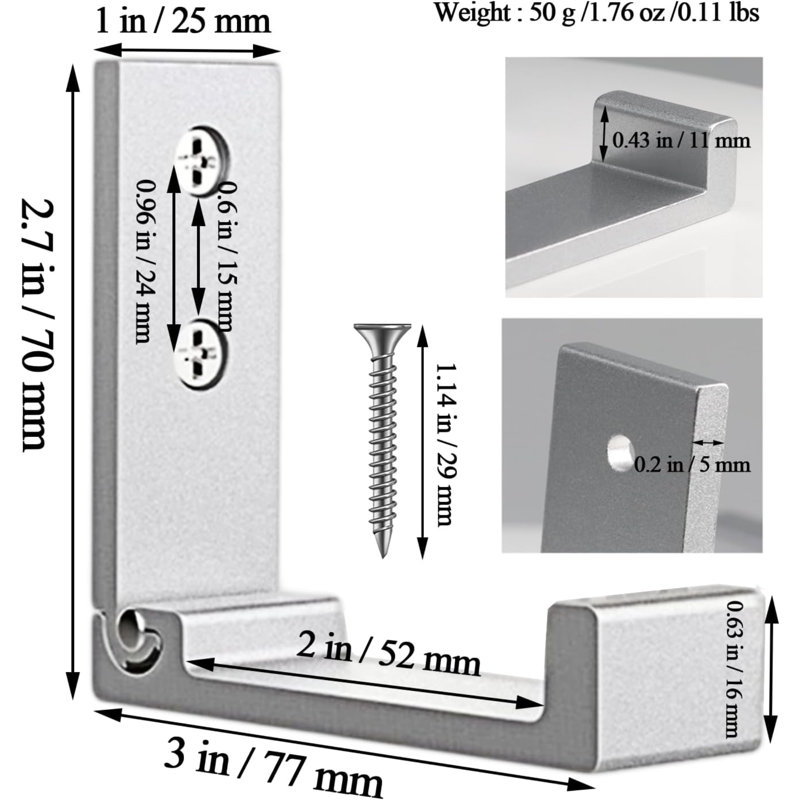 Pemberley Aluminium Wall Wall Hook, Silver