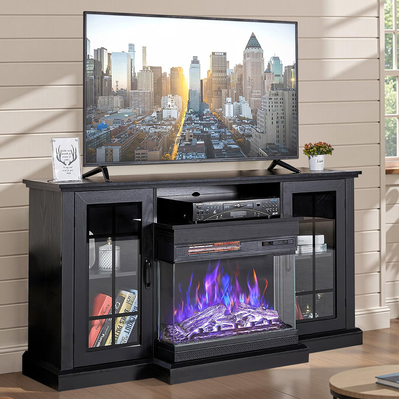 Meuble télé Alvilda, Noir, 59"