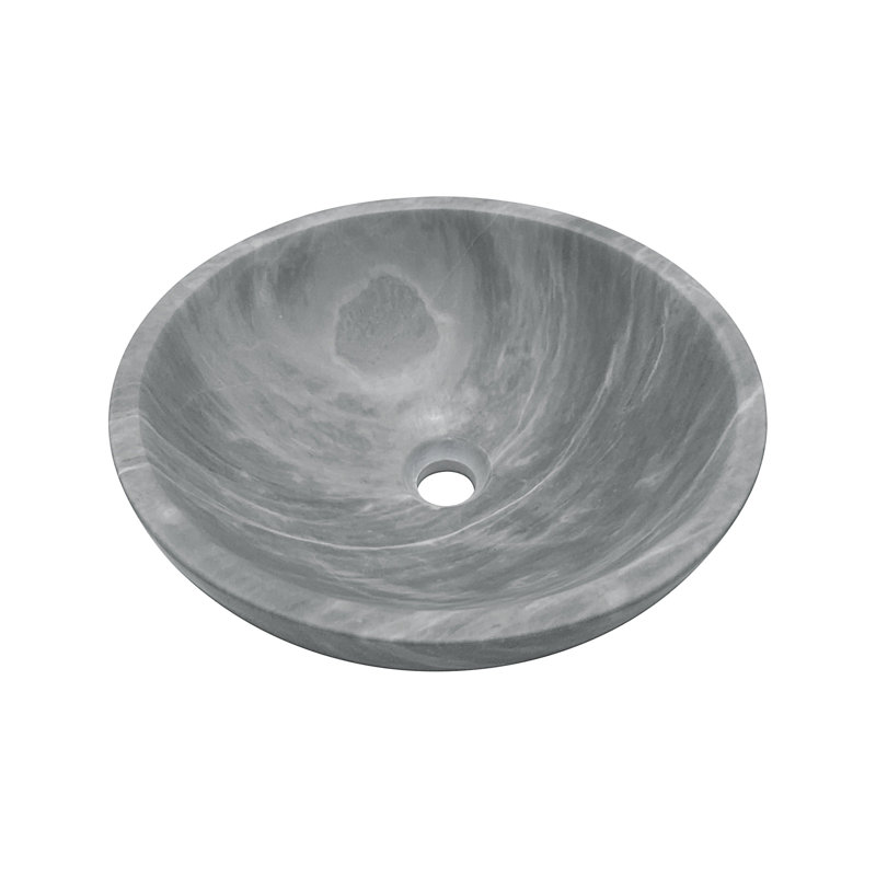 Carrara Gray Natural Marble Bathroom Vessel Sink, Gray