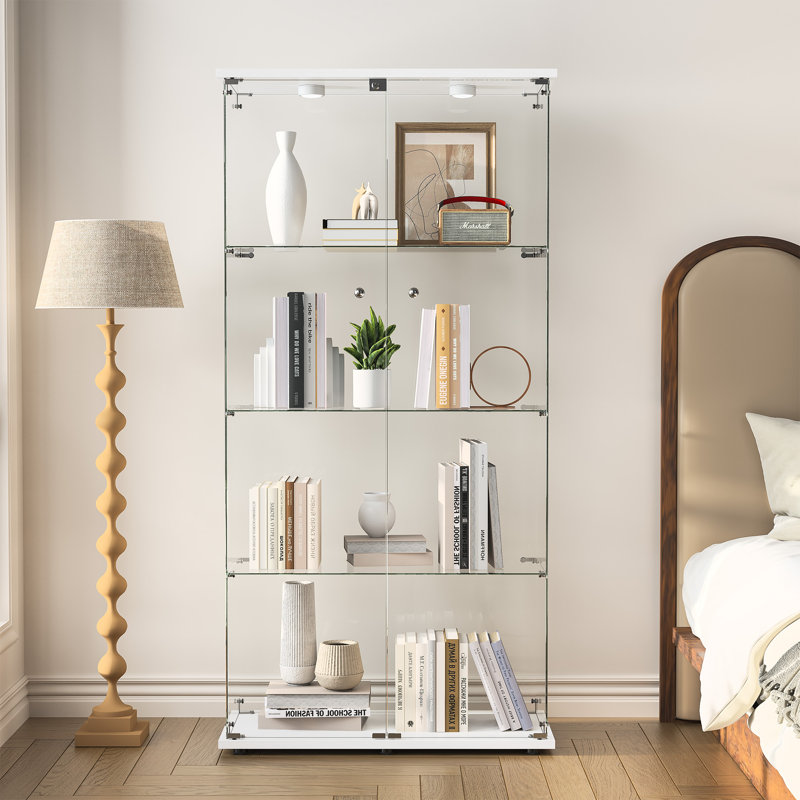 Vitrine en verre avec lumière Joselene, Blanc