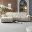 Fauteuil inclinable gris clair en forme de L: canapé électrique moderne en cuir véritable avec port USB - support mural peu encombrant (110 caractères)