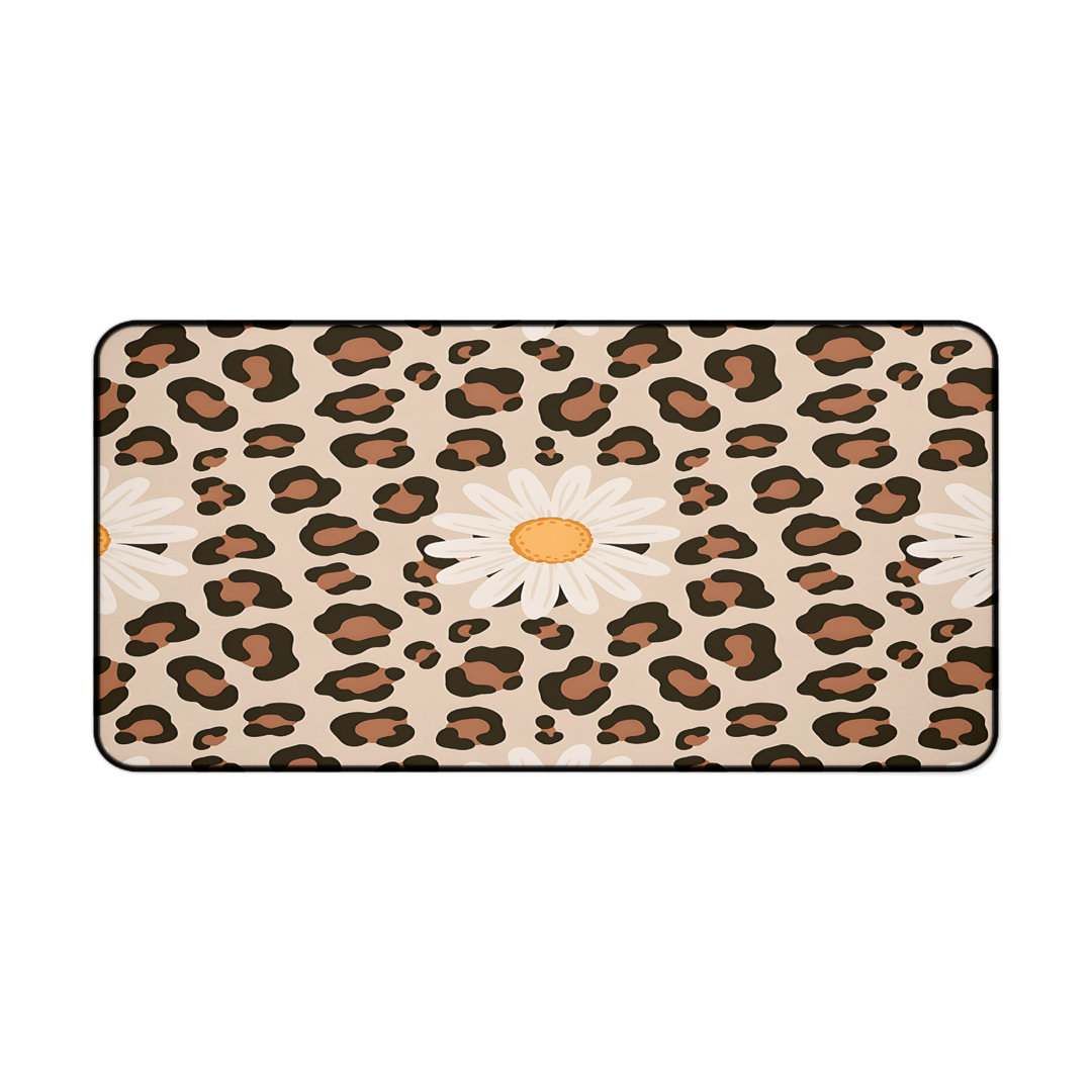 Leopard Daisy Boho Desk Mat