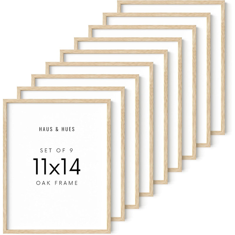 Solid Wood Picture Frame - Set of 9, Beige, 11" W x 14" H