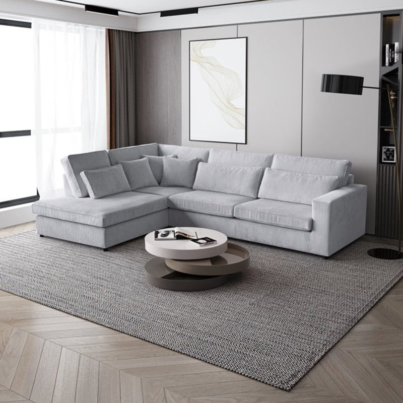 Preslea 6 Seater Sofa & Chaise, Light Grey, Left Hand Facing