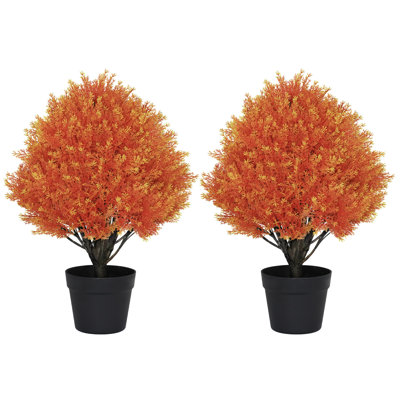 Levine Artificial Topiary Cedar Ball Tree 24'' Fake Cedar Potted Plants