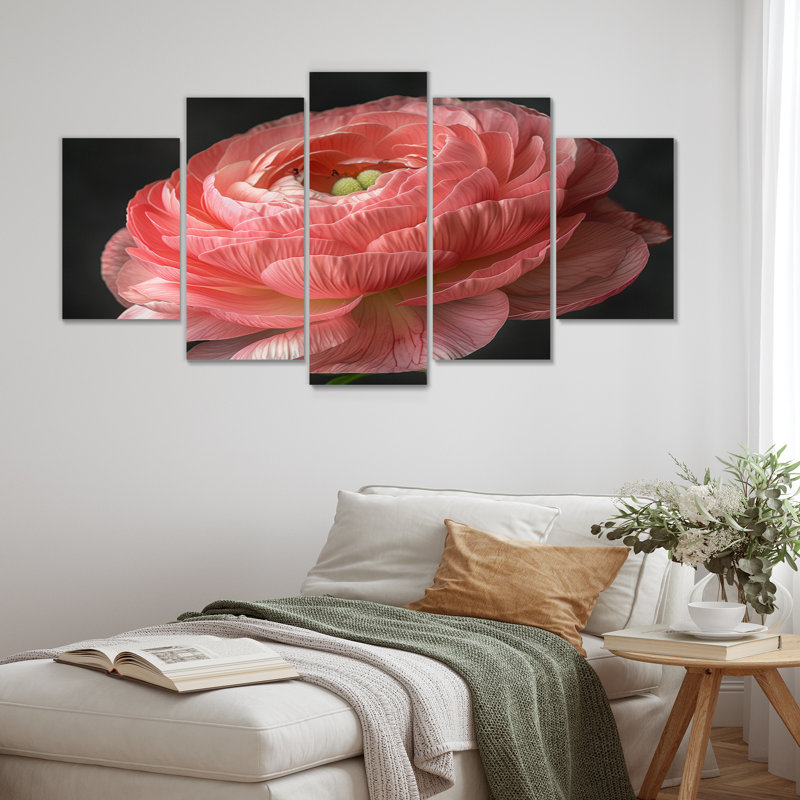 «Mono Ranunculus Frozen Beauty II», ensemble d'art mural Renoncule