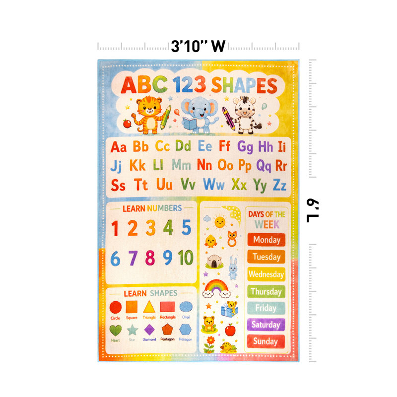 Tapis pour enfants ABC 123 Formes ABC Multi, 3'10"x6'