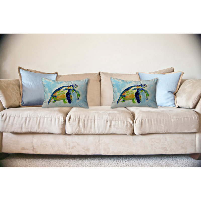 Sea Turtle Outdoor Reversible Throw Pillow