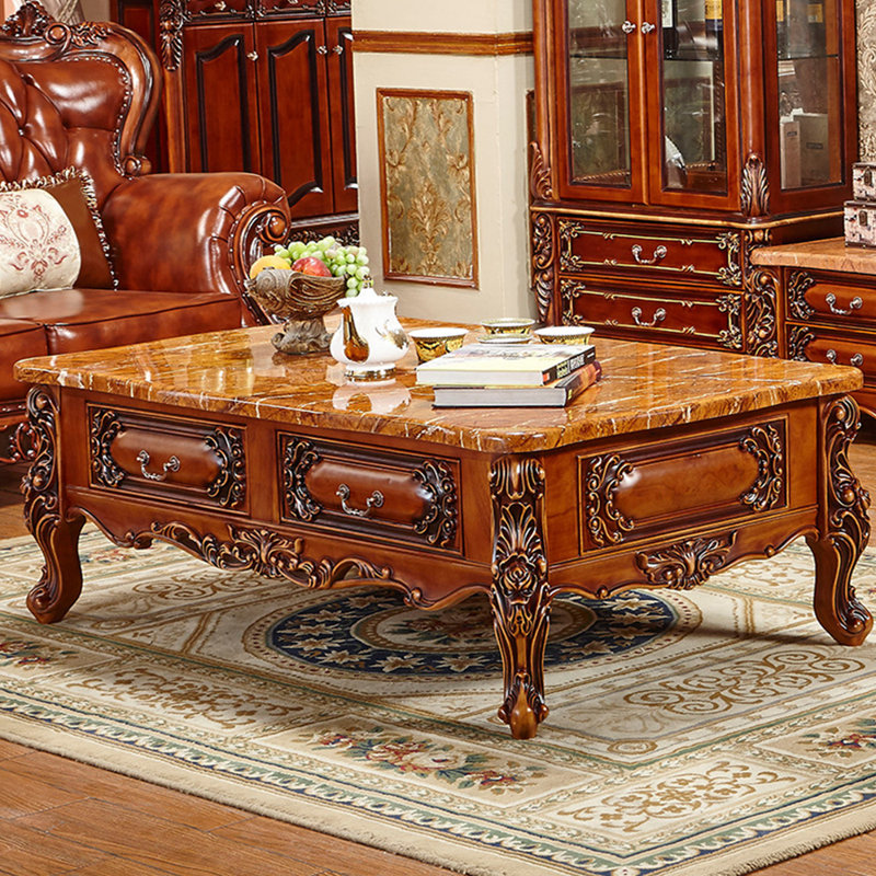 Table basse European Vintage, H 20,87 po x L 55,12 po x l 31,5 po