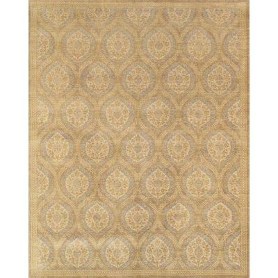Tapis ottoman bleu / beige en laine noué à la main