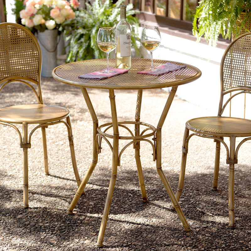Roanoke Gray Metal Bistro Table for Porch or Sunroom