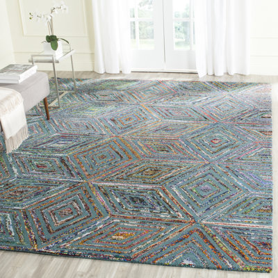 Tapis Abstrait Touffeté À La Main Laine Et Coton Nantucket en bleu