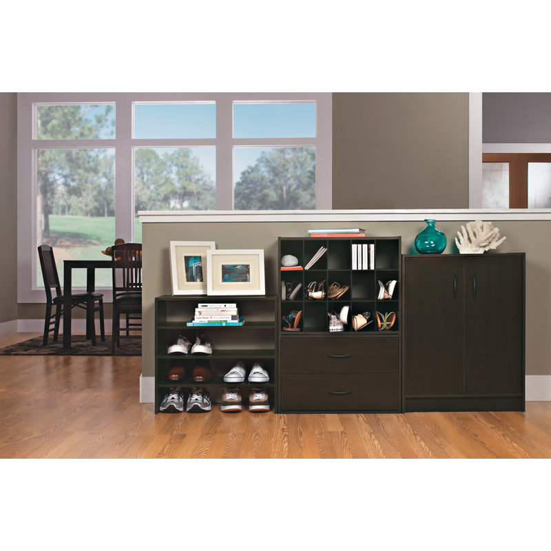 Stackers 15 Pair Stackable Shoe Cabinet Storage Cubby Unit by CLosetMaid, Espresso