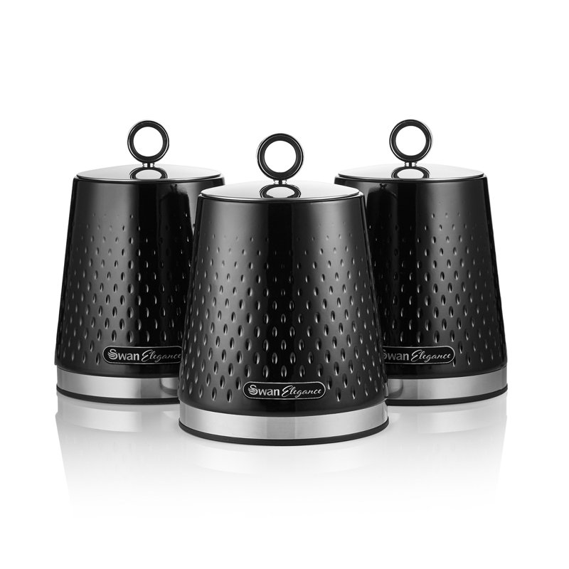 Elegance Iron Canister - Set of 3, Black