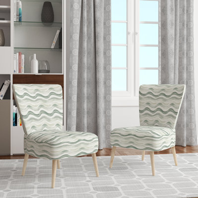 Chaise rembourrée Modern - Chaise sauge beige Wavy Line