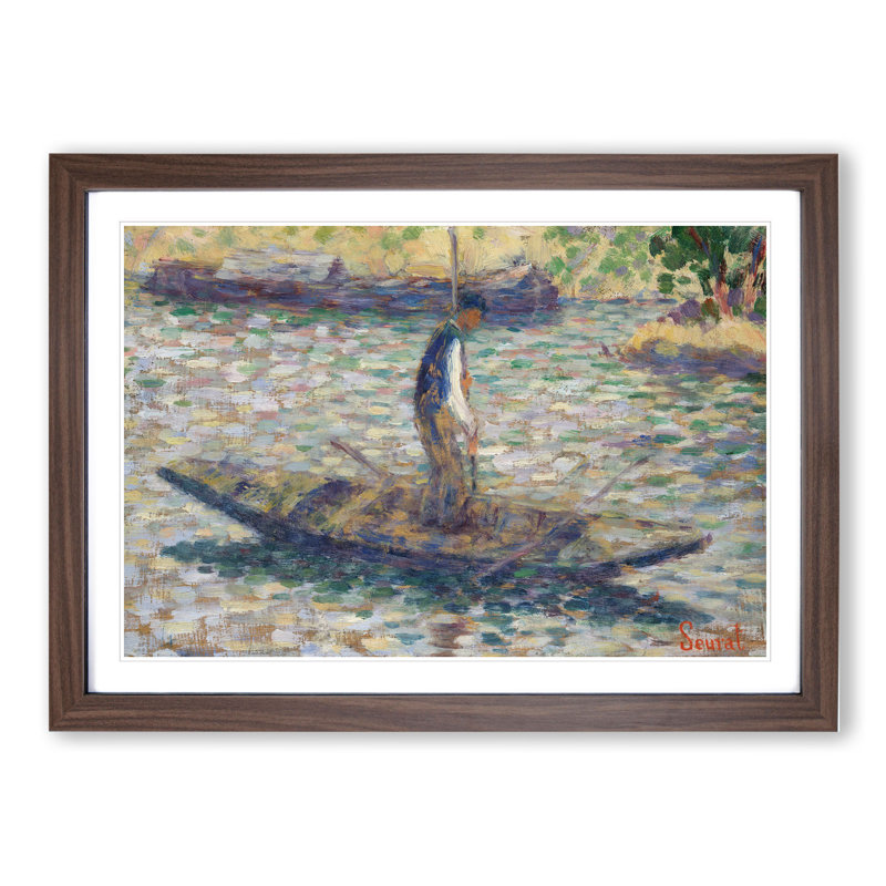 A Fisherman by Georges Seurat - Picture Frame Painting, 48cm H x 65cm W x 2cm D, Walnut Framed