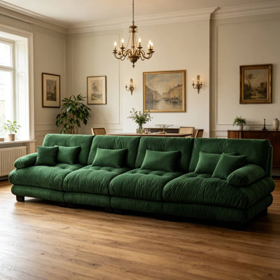 Canapé modulaire capitonné en chenille pour salon