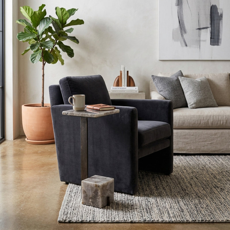 Table d'appoint Apolaya Modern Quartz, H 24 po x l 10 po x P 10 po
