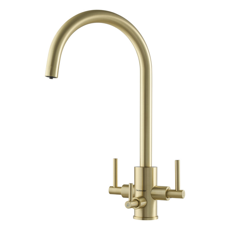 Ebern Designs Regelinde Kitchen Faucet, Brushed Brass