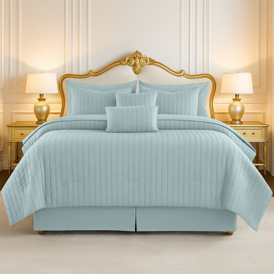 10 Pcs MF Comforter Set Bed in a Bag for All Seasons Seersucker Lightweight Comforter Set with Sheets