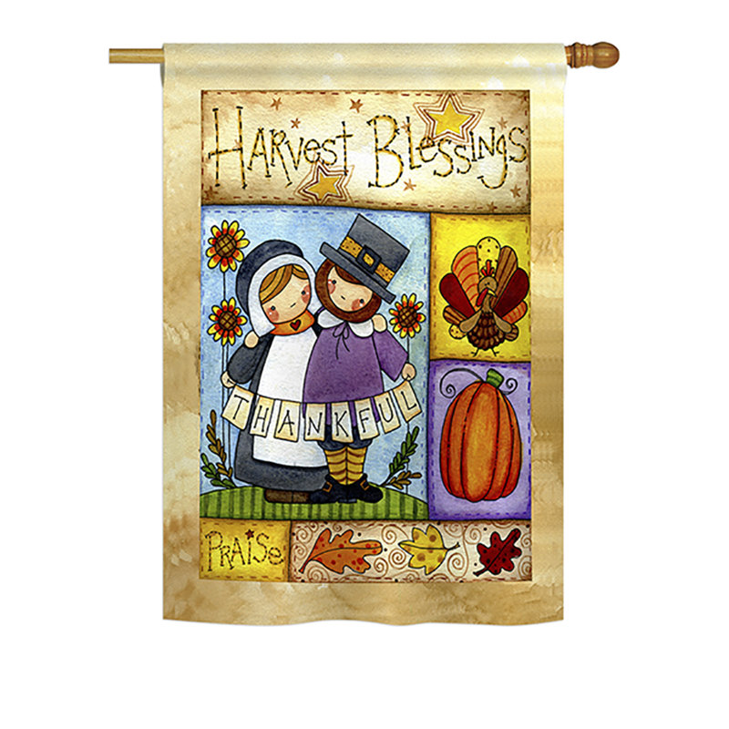 Double Sided Polyester Thanksgiving House Flag, 18.5" H x 13" W