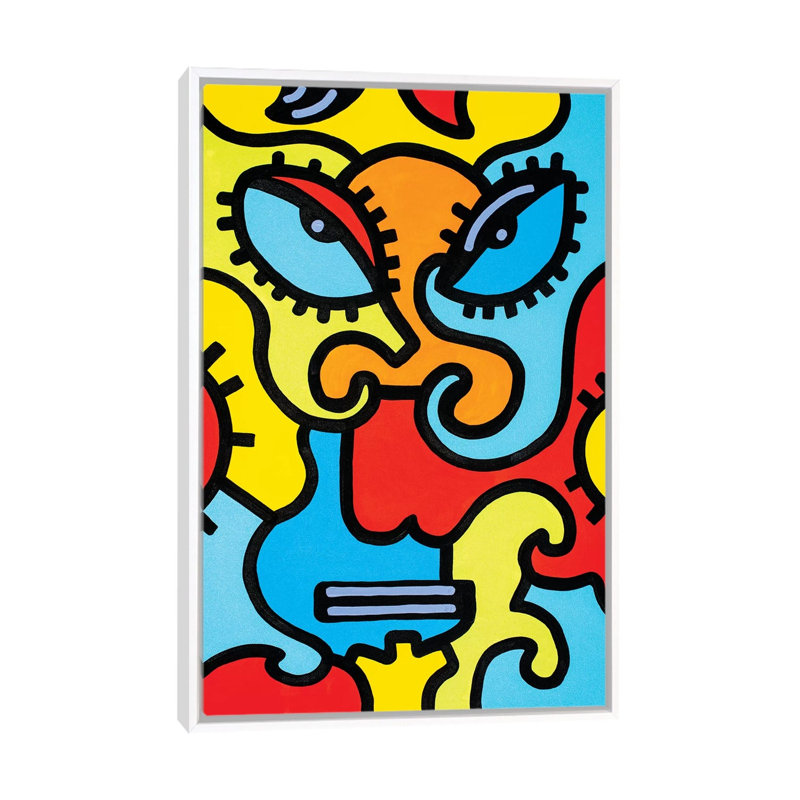 Shanghai Mask by Billy The Artist - Print on Canvas, White Framed, 152.5 cm H x 101.5 cm W