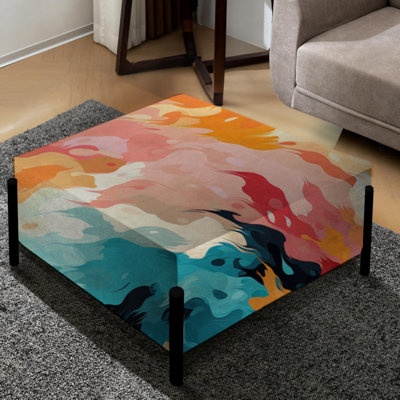 Multicolore Feather Fury - Grand repose-pieds carré abstrait