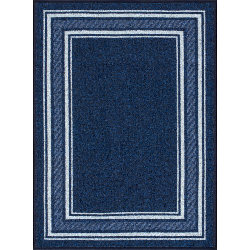 Quinnipack Dark Blue Non-Slip Area Rug, Rectangle 2' x 2'11''