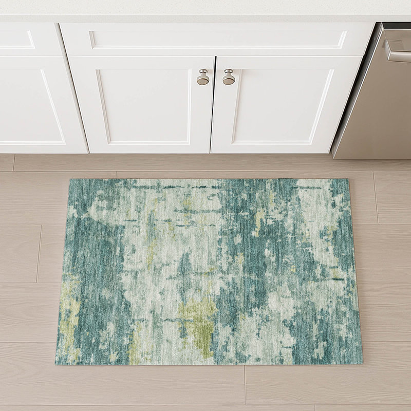 Machine Washable Indoor/Outdoor Earleville ACN2362 Abstract Rug, Rectangle 1'8" x 2'6"