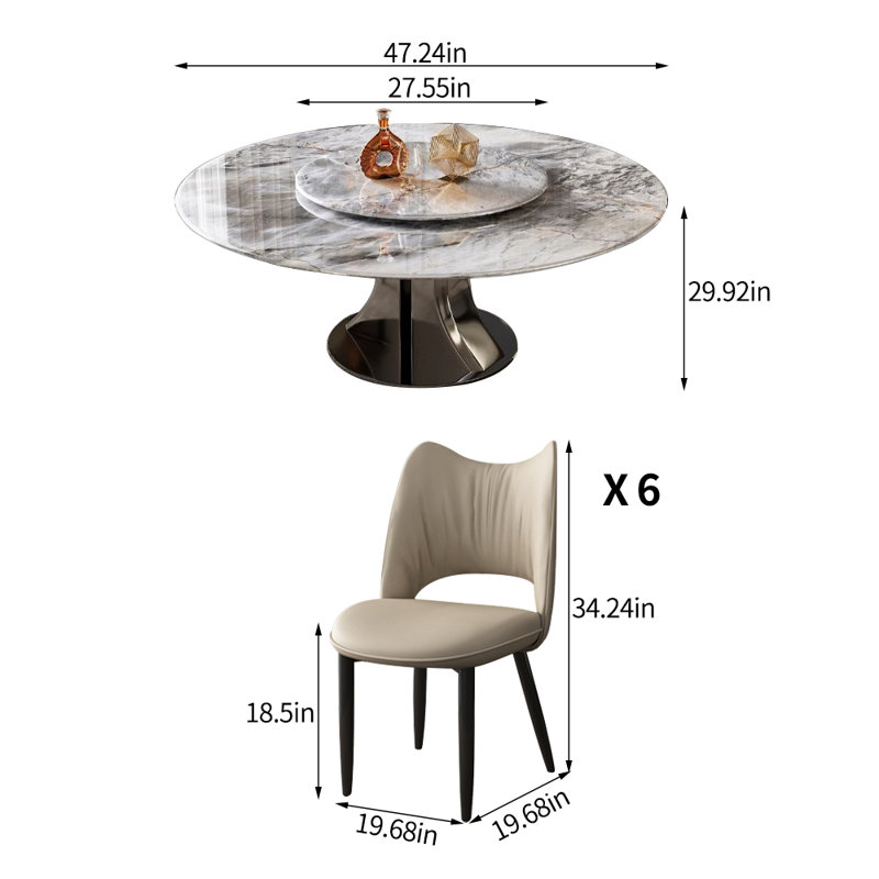 Ensemble de table ronde moderne supercristallin, H 29,92 po x L 47,24 po x l 47,24 po
