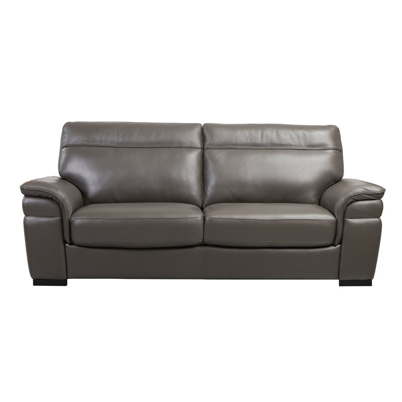Gladi Upholstered 85'' Sofa, Taupe Genuine Leather