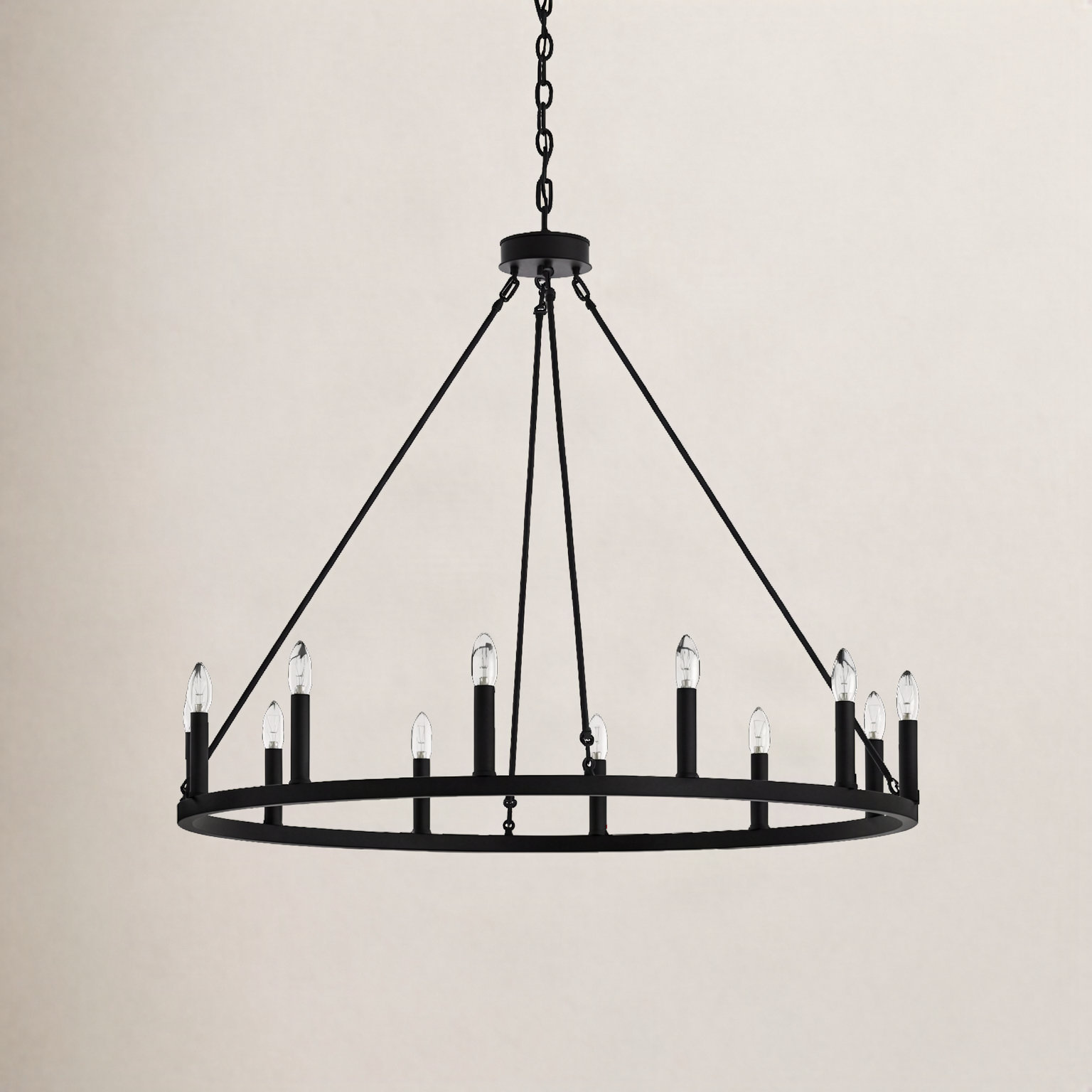 Madalyn 12-Light Chandelier, Crackle White/Classic Black