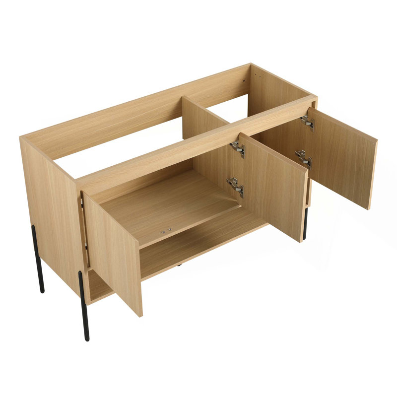 Ensemble de meuble-lavabo de salle de bain avec lavabo simple en résine, ensemble d'armoires de rangement modernes 4 portes, bois massif multicouche